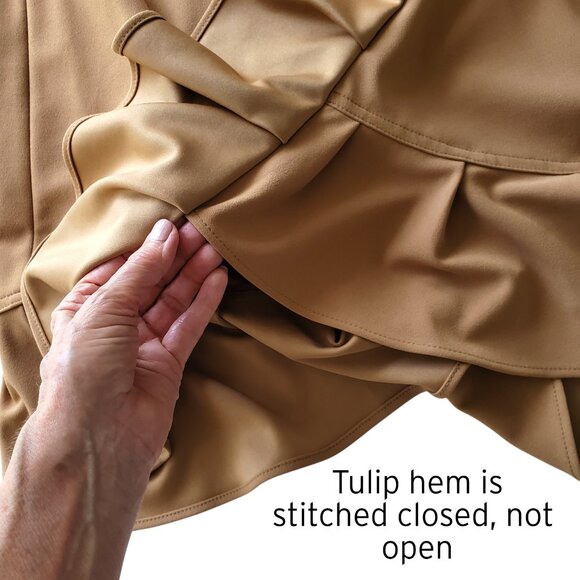 Calvin Klein NWT Career Dress Tulip Hem Tie Front Short Sleeve Deep Tan Size 4 - Picture 7 of 16